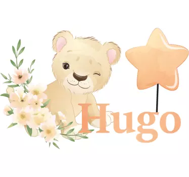 Tee shirt bebe Lion mignon pour garçon avec nom - TenStickers
