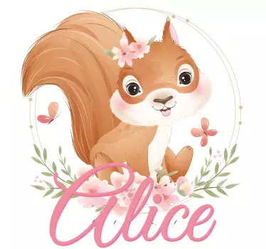 Tee shirt bebe écureuil mignon pour fille avec nom - TenStickers