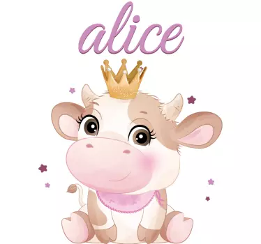 Tee shirt bebe Vache mignonne pour fille avec nom - TenStickers