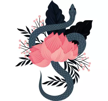 T-shirts motif serpent et fleurs - TenStickers