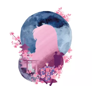 T-shirts silhouette de cerisier au clair de lune - TenStickers