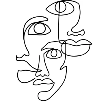 T-shirts visages en lignes abstraites - TenStickers