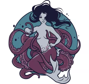 T-shirts sirène tenant des tentacules - TenStickers