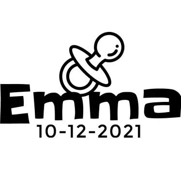 Body bébé personnalisé nom et date avec tétine - TenStickers