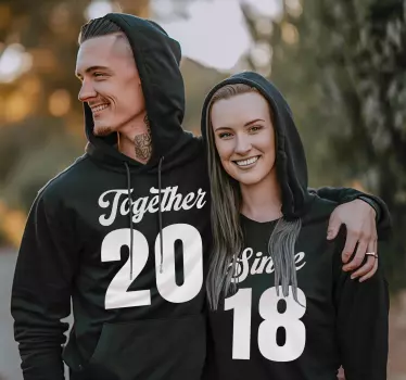 Pull couple ensemble depuis avec date - TenStickers