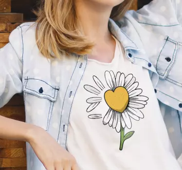 T-shirt bébé cœur de fleur marguerite - TenStickers