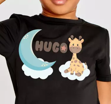 T-shirt bébé girafe mignonne et lune - TenStickers