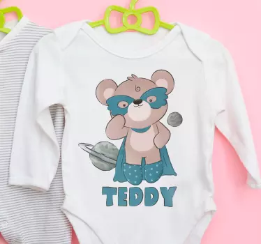T-shirt enfant prénom personnalisé Nounours héros - TenStickers