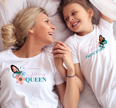 T-shirt pour mère et fille princesse et reine du printemps - TenStickers