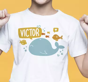 T-shirt poisson Baleine et prénom personnalisable - TenStickers