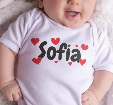 T-shirt rempli de cœurs avec prénom personnalisable - TenStickers