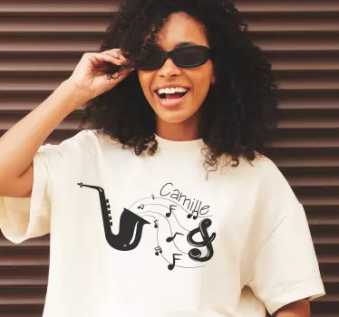 T-shirt saxophone et prénom personnalisable - TenStickers