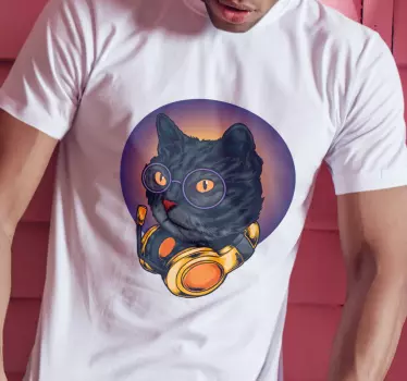 T-shirts chat avec des écouteurs - TenStickers