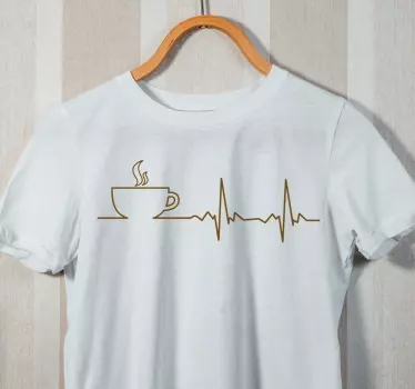 T-shirts conception de battement de coeur de café - TenStickers