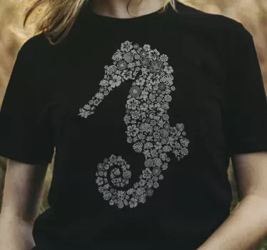 T-shirts design floral hippocampe - TenStickers