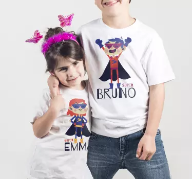 T-shirts enfants prénoms personnalisés Supers frère et sœur - TenStickers
