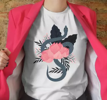 T-shirts motif serpent et fleurs - TenStickers