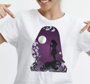 T-shirts silhouette avec fleurs de cerisier - TenStickers