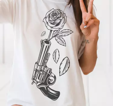 T-shirts symbole de paix pistolet rose - TenStickers