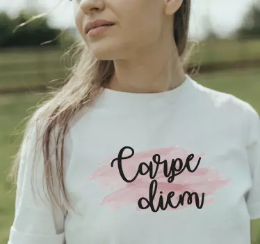 T-shirts carme diem avec aquarelle rose - TenStickers