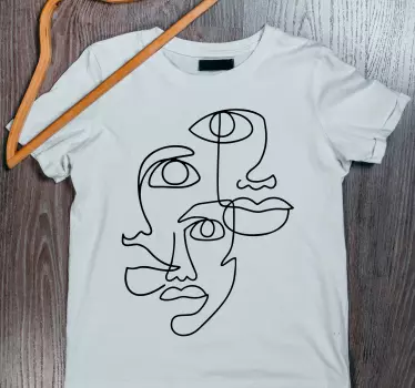 T-shirts visages en lignes abstraites - TenStickers