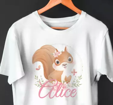 Tee shirt bebe écureuil mignon pour fille avec nom - TenStickers