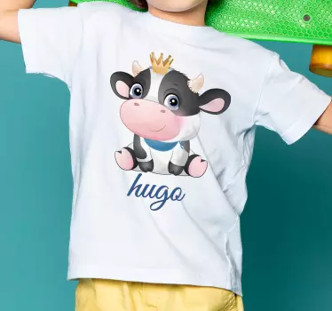 Tee shirt bebe Vache mignonne pour garçon avec nom - TenStickers