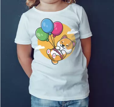 Tee-shirt enfant chiot mignon avec des ballons - TenStickers