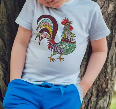 Tee-shirt enfant design coq coloré - TenStickers