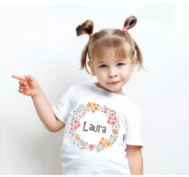 Tee-shirt enfant design floral charmant avec prénom - TenStickers
