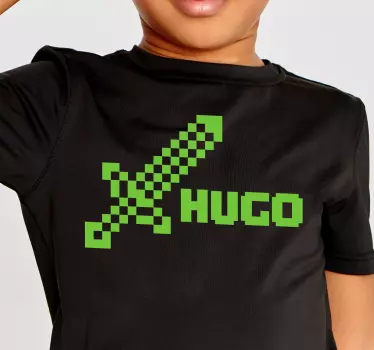 Tee-shirt enfant épée pixelisée nom - TenStickers