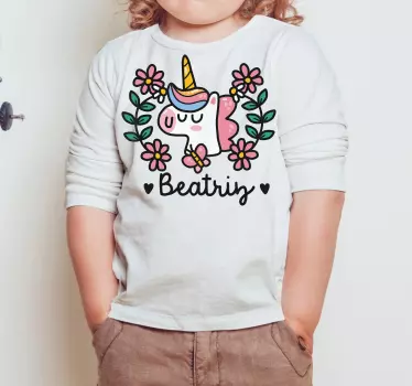Tee-shirt enfant fleurs de licorne mignonnes - TenStickers