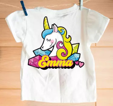 Tee-shirt enfant licorne colorée avec nom - TenStickers