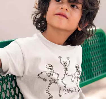 Tee-shirt enfant mouvement de danse du squelette avec nom - TenStickers