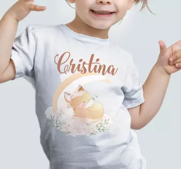 Tee-shirt enfant renard endormi avec prénom - TenStickers