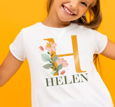 Tee-shirt enfant t-shirt initial h floral - TenStickers
