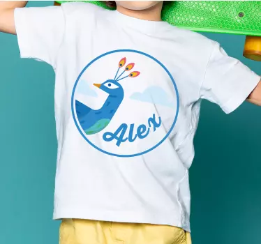 Tee-shirt enfant paon avec nom - TenStickers