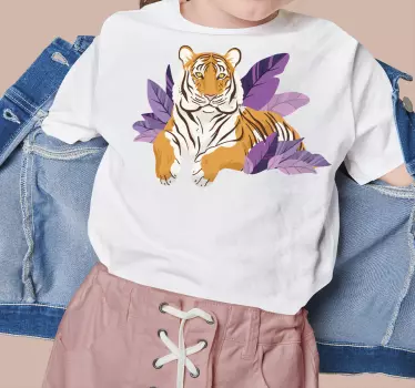 Tee-shirt enfant tigre parmi les feuilles - TenStickers