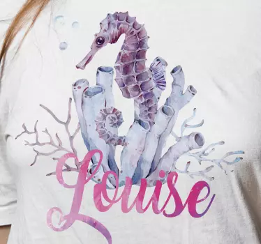 Tee-shirt personnalisé design de nom hippocampe - TenStickers