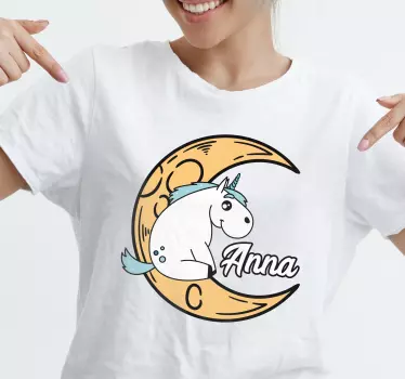 Tee-shirt personnalisé design licorne mignonne lune - TenStickers