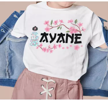 Tee-shirt personnalisé kokeshi fleurs de cerisier - TenStickers