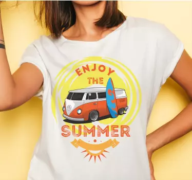 Van de dessin animé avec t-shirt de surf - TenStickers