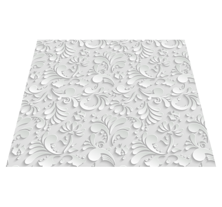 Tapis vinyle blanc motif floral 3d - TenStickers