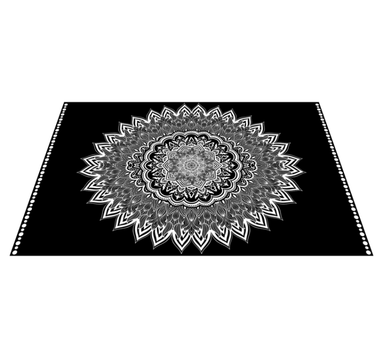 Tapis vinyle noir conception de mandala floral - TenStickers