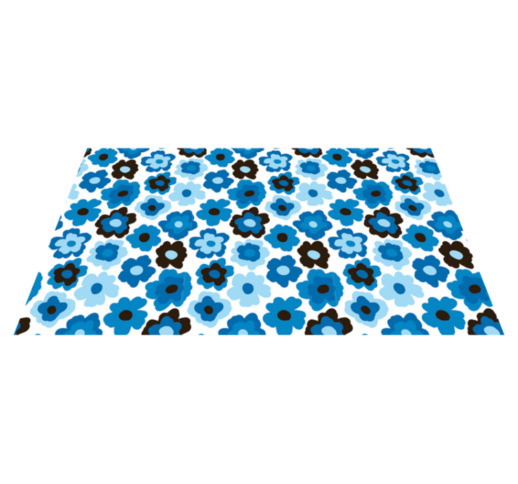 Tapis vinyle plantes coquelicot bleu - TenStickers