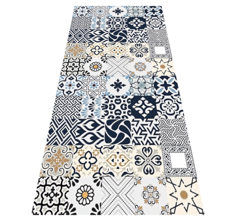 Tapis vinyle cuisine tuiles bleues - TenStickers