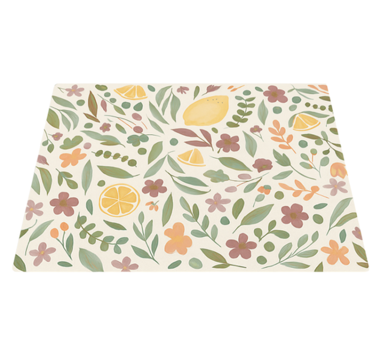 Tapis vinyle extérieur motif floral de citron - TenStickers