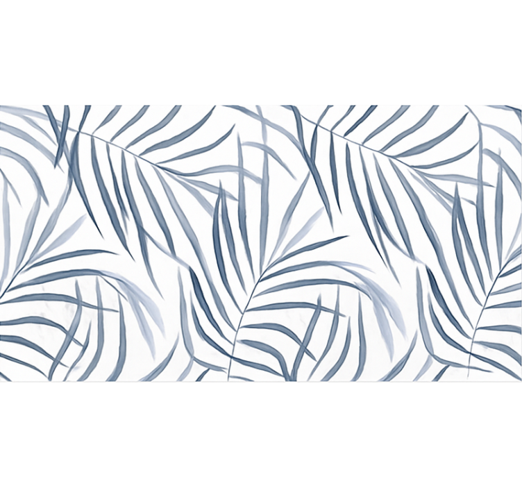 Tapis vinyle bleu conception de feuilles fines - TenStickers