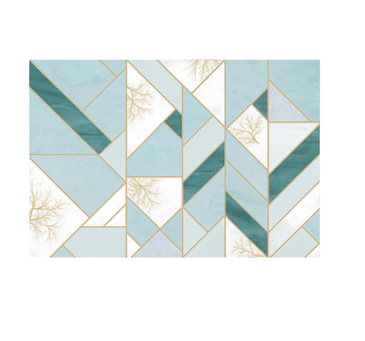 Tapis vinyle marbre motif géométrique aqua - TenStickers