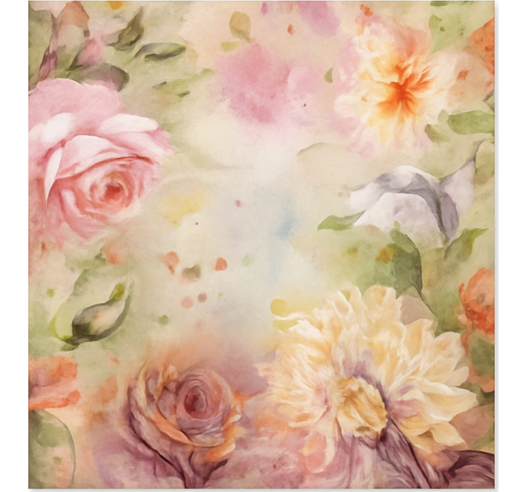 Tapis vinyle salon roses florales roses - TenStickers